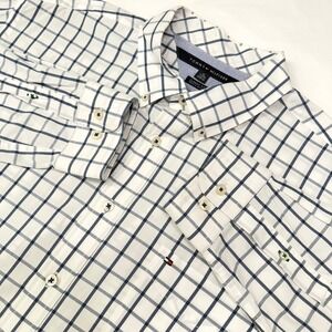 Tommy Hilfiger Mens Blue Plaid Check Dress Shirt XL Button up Cotton Classic Fit